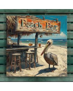Vintage Beach Bar Pelican Perch wood sign
