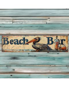 beach bar pelican sign wood 