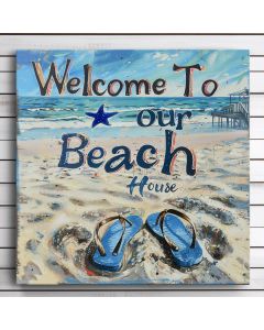 Welcome to our beach house wood art wall decor 