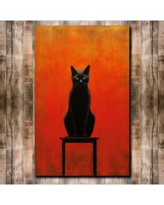 Stretched canvas wall art painting for wall home décor mountains black cat