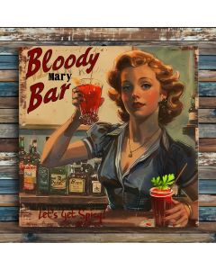 Bloody Mary Bar Cocktail Sign wall art get spicy wood print for home bar decor