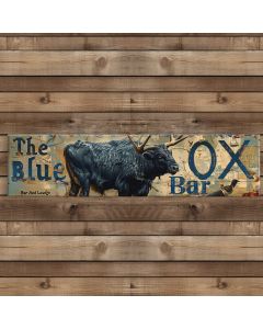 blue ox bar sign vintage rustic wood 