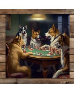 Stretched canvas wall art painting for wall home décor dogs playing poker