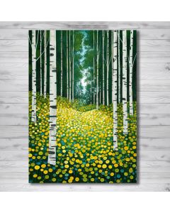 Stretched canvas wall art painting for wall home décor white birch trees