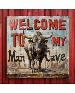 Man Cave wood signs for guys or boys bedroom bull