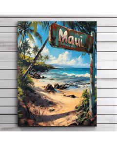Maui Hawaii beach wood sign painting art