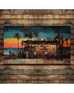 Stretched canvas wall art painting for wall home décor beach bar