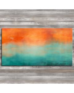 Fire sky teal melting into orange canvas wall print