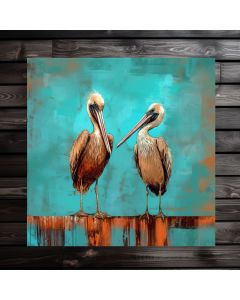 Stretched canvas wall art painting for wall home décor pelican vintage art