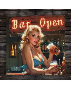 Vintage, Bar Pinup, Girl, wood print, wall art, picture, painting  