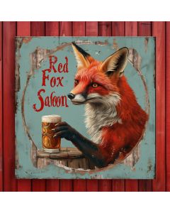 red fox saloon wood sign