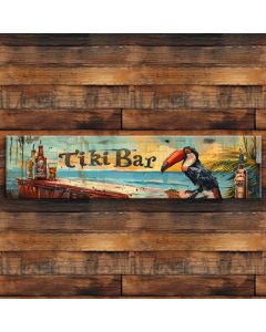 tiki bar wood sign toucan 