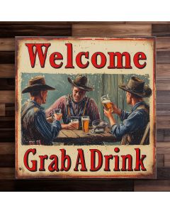 Bar Sign Western Bar Welcome Friends cowboy wall art drinking beer 