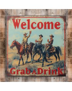 Bar Western cowboy wood Sign - Welcome Horseback