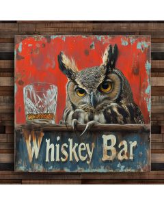 Bar Sign Whiskey Bar owl night 