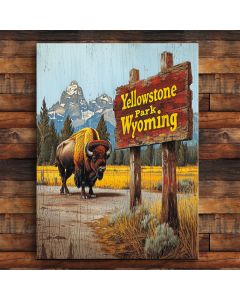 Yellowstone national park Wyoming wood painting picture 