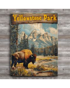 Yellowstone national park Wyoming sign wood painting picture