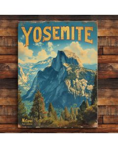 Yosemite National park, California wood art painting sign half dome trees wall picture