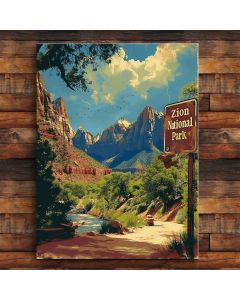 Zion national park utah wood art sign painting 